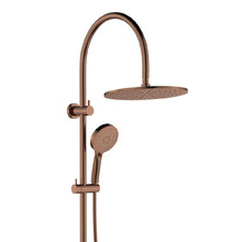 Empire Slim Brushed Copper Gooseneck Twin Shower